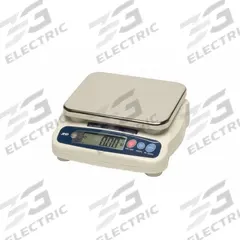 A&D WEIGHING Food Scale: 7 1/2 in Weighing Surface Dp, 9 1/8 in Weighing Surface Wd, Backlit LCD (MPN SJ-30KWPF). Key specifications — Readability: 0.001 kg/0.002 lb/0.05 oz/0.1 lb-oz; Brand: A&D WEIGHING; IP Rating: IP67.