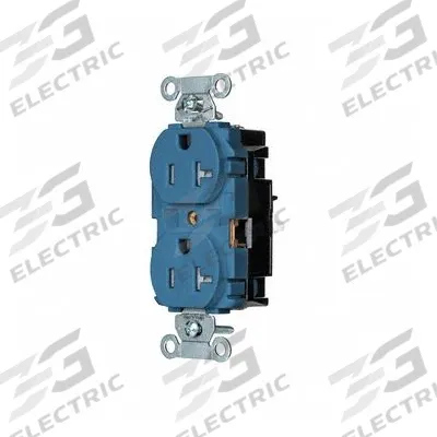 HUBBELL Receptacle: Duplex, 5-20, Blue, 125V AC, 20 A, 2 Pole / 3 Wire (MPN BR20STBLTR) - General Purpose Receptacles
