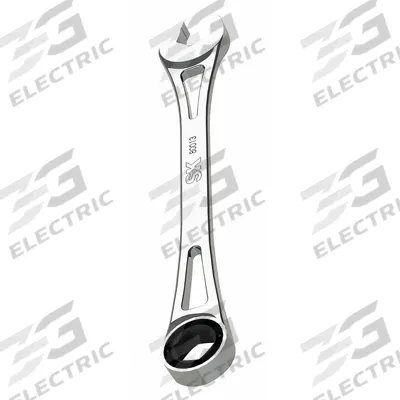 SK PROFESSIONAL TOOLS Combination Wrench: Alloy Steel, Chrome, 19 mm Head Size - SAE 6-Point Ratcheting Combination Wrenches