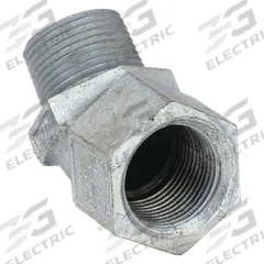 Elbow, 45 Degrees: Iron, Powder Coated, 3/4 in Trade Size, Female to Male, NPT (MPN MF-45-2MWW). Key specifications — Ends - Hazardous Fittings: 3/4 in FNPT x 3/4 in MNPT; Material: Iron; Finish: Powder Coated; Brand: HUBBELL KILLARK.