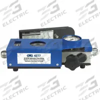 OTC Hydraulic Flow Meter: Hydraulic Flow Meter, 2 to 54 gpm Capacity, 1/2 in Size, 1/2 in (MPN 4277). Key specifications — Brand: OTC; Tool Type: Hydraulic Flow Meter; Capacity: 2 to 54 gpm; Includes: Extra Burst Discs.