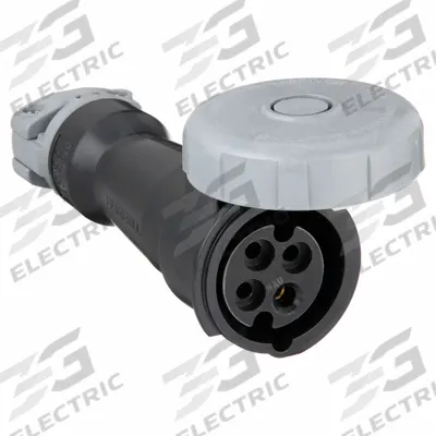 HUBBELL Pin and Sleeve Connector: Black, 600V AC, Three Phase, 20 A, 3 Pole, 4 Wire - Washdown-Rated Connectors