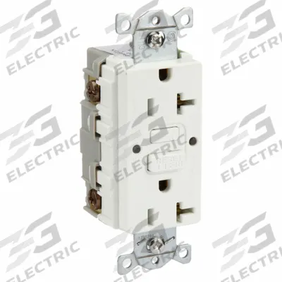 HUBBELL GFCI Receptacle: Duplex, 5-20, White, GFCI, 125V AC, 20 A, 2 Pole / 3 Wire (MPN GFRWR20W) - General Purpose Receptacles