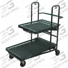 R.W. ROGERS Utility Cart: 600 lb, 2 Shelves, 37 in L x 22 in W Self, Flat, (2) Rigid/(2) Swivel (MPN RWR-PRE-850G). Key specifications — Brand: R.W. ROGERS; Caster/Wheel Configuration: (2) Swivel.