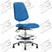 ESD Task Chair: Vinyl, Armless, Ht Range 21 1/2 in to 29 in, 18 1/2 in Seat Wd, 17 in Seat Dp, Blue (MPN BR-ESD-VMBCH-MB-CR-T0-A0-CF-EG-ESDBLU). Key specifications — Foot Support: Yes; Back Tilt Backward: 13.5°; Back Tilt Forward: 10.5°; Base Material: Aluminum; Brand: APPROVED VENDOR; Product Type: ESD Task Chair; ESD-Safe: ESD-Safe.