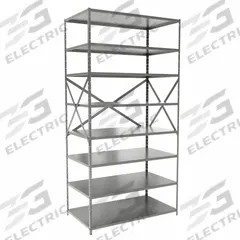 HALLOWELL Metal Shelving: Standalone, Heavy-Duty, 48 in x 24 in, 84 in Overall Ht, 8 Shelves (MPN F7713-24HG). Key specifications — attr41760: Steel; attr41761: Steel; attr37625: Unassembled; attr37628: Gray; attr33609: HALLOWELL.