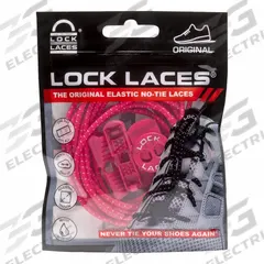 LOCK LACES Safety Shoe Laces: PNK48, Hot Pink, Elastic, 48 in Overall Lg, Round, No-Tie, 1 PR. Key specifications — Color: Hot Pink; Brand: LOCK LACES; Lace Type: No-Tie; Material: Elastic.