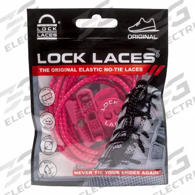LOCK LACES Safety Shoe Laces: PNK48, Hot Pink, Elastic, 48 in Overall Lg, Round, No-Tie - Boot & Shoe Laces