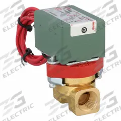 REDHAT Solenoid Valve: 2-Way, Normally Closed, 3/8 in Pipe Size, 110V AC/120V AC, Watertight (MPN 8210B021). Key specifications — Pipe Size: 3/8 in; Voltage: 120V AC; Brand: REDHAT; Coil Enclosure: Watertight.