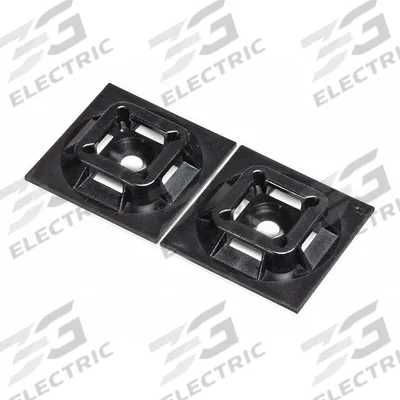 PANDUIT Cable Tie Mounting Base: 0.2 in Slot Wd, 0.06 in Slot Ht, Black, 1 in Wd - Adhesive Mount Cable Tie Bases
