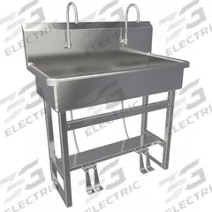 SANI-LAV Wash Station: 45 in Overall Ht, 37 in Bowl Lg, 8 in Bowl Dp, 0.5 gpm Flow Rate, 16 ga (MPN 54FSL-0.5). Key specifications — Includes Side Splash: Side Splash Not Included; Brand: SANI-LAV.