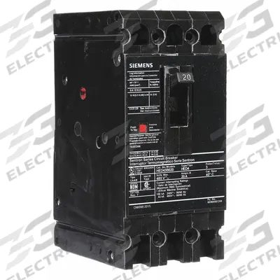 Siemens Molded Case Circuit Breaker: 20 A Amps, 42kA at 480V AC, Fixed, Load Side Lug - ED-Frame Siemens Molded Case Circuit Breakers