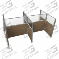 VERSARE Cubicle Kit: 72 in Overall Ht, 48 in_72 in Overall Wd, 8 Panels, Latte, Fabric/Polycarbonate (MPN HPK-4P4-S-BRN-FR). Key specifications — Panel Color: Latte; Brand: VERSARE; Panel Material: Fabric; Window Style: Frosted.