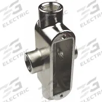 Conduit Outlet Body: Stainless Steel, 3/4 in Trade Size, X Body, 9 cu in Body Capacity, Threaded Hub (MPN S60700XB00). Key specifications — Finish: Polished; Brand: CALBRITE; Hub Style: Threaded.