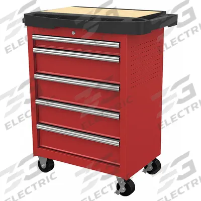 WESTWARD Rolling Tool Cabinet: Red / Red Drawer, 34 5/16 in W x 19 1/2 in D x 39 3/8 in H - Light-Duty Rolling Tool Workstations