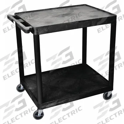 APPROVED VENDOR Utility Cart: 400 lb, 2 Shelves, 32 in L x 24 in W Self, Black - General Purpose Utility Carts