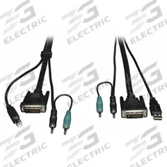 EATON TRIPP LITE KVM Switch Cable Kit: DVI/Stereo Audio, Tripp Lite Series, 6 ft Lg, Male, Male (MPN P759-006). Key specifications — Brand: EATON TRIPP LITE; Connection Technology: DVI; Product Type: KVM Cable Kit; Compatible KVM Switch Type: Tripp Lite Series; End 1 Connection Type: DVI-D; USB-A; 3.5 mm; End 1 Gender: Male.