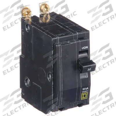 SQUARE D Miniature Circuit Breaker: 30 A, 120/240V AC, Single Phase, 10kA at 120/240V AC - QOB Series, Bolt-On Square D Miniature Circuit Breakers
