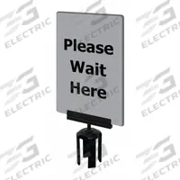 TENSABARRIER Acrylic Sign: Gray, Please Wait Here Message, 11 in Overall Lg, 7 in Overall Wd (MPN S21-P-36-7X11-V-HDSB-1701-33). Key specifications — Brand: TENSABARRIER; Color: Gray; Includes: Mounting Adapter; Message: Please Wait Here; For Use With: Tensabarrier Posts; Material: Acrylic.
