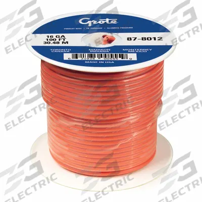 GROTE Automotive Cable: GXL, 100 ft, 1 Conductor, 12 AWG, Orange - XLPE-Insulated General Purpose Primary Wires