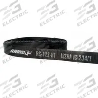 RHINO Protective Hose Sleeve: Polyester Blend, 1 27/64 in Dia, 100 ft Lg, Black (MPN RS-142HT-100). Key specifications — Brand: RHINO; Color: Black; Material: Polyester Blend.