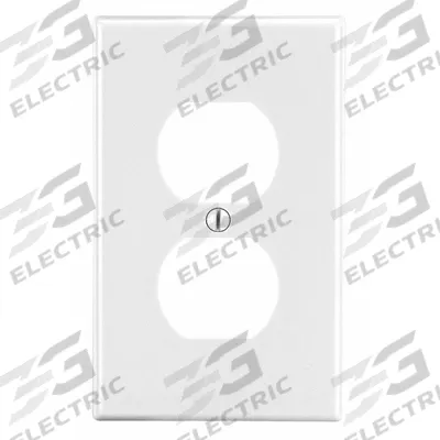HUBBELL Wall Plate: Duplex Outlet, 1 Gang, White - General Purpose Wall Plates