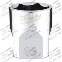 MILWAUKEE Standard Socket: Metric, 3/8 in Drive Size, 18 mm Socket Size, 6-Point, Std, Chrome (MPN 45-34-9088). Key specifications — attr1204417: MILWAUKEE; attr1204392: Chrome.