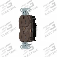 HUBBELL Receptacle: Duplex, 5-15, Brown, 125V AC, 15 A, 2 Pole / 3 Wire (MPN BR15STTR)