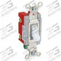 HUBBELL Wall Switch: Toggle Switch, Double Pole, Maintained, White, 120/277V AC, 20 A (MPN HBL1222W). Key specifications — Illuminated: No; Voltage Rating: 120/277V AC.