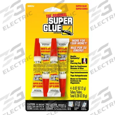 SUPER GLUE Instant Adhesive: Original, Gen Purpose, 0.07 fl oz, Tube, Clear, Thin Liquid - General Purpose Instant Adhesives