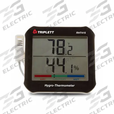 TRIPLETT Hygro Thermometer: 0%to 99% Humidity Range, Humidity/Temp - Desk & Wall Mount Meters with Cabled Sensors