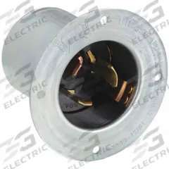 HUBBELL Locking Inlet: Non-NEMA, Silver, 250V DC/600V AC, 50 A, 2 Pole, 3 Blade (MPN HBL3777). Key specifications — Voltage Rating: 250V DC/600V AC; Brand: HUBBELL.