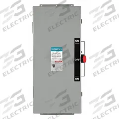 SIEMENS Safety Switch: Non-Fusible, 100 A, Three Phase, 600V AC, Galvanized Steel, Indoor (MPN DTNF363J). Key specifications — attr867131: SIEMENS.