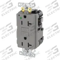 LEVITON Modular Receptacle: Hospital Grade Fed. Spec., Decorator Duplex, 5-20R, Gray, GFCI, 125V AC (MPN MGFN2-HGG)