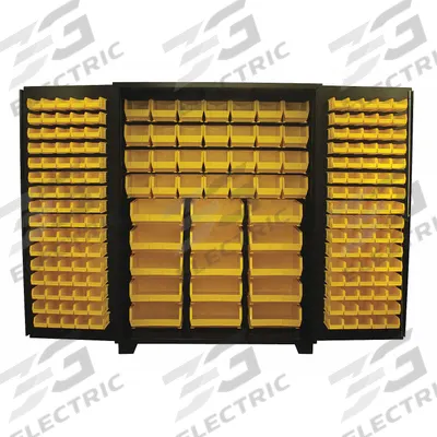 JAMCO Bin Cabinet: 60 in x 24 in 78 in, 0 Shelves, 199 Bins, Yellow, Flush, 14 ga Panel - Standard Bin Cabinets