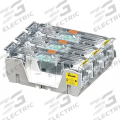 BUSSMANN Fuse Block: Open Block Design, 3 Pole, 250 V AC, Box Lug, Non-Indicating (MPN HM25200-3CR). Key specifications — attr233046: BUSSMANN.