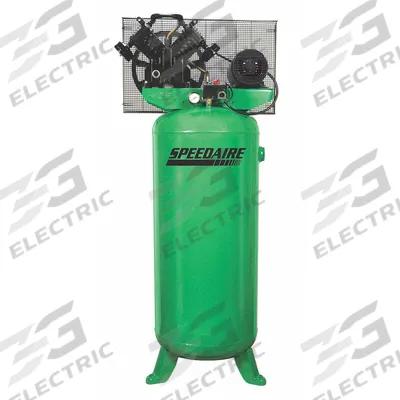 SPEEDAIRE Electric Air Compressor: 5 hp, 1 Stage, Vertical, 60 gal, 14.2 cfm, 135 psi - Splash Lubricated Stationary Electric Air Compressors