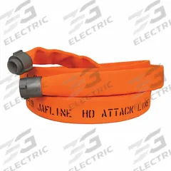 JAFLINE HD Fire Hose: Double Jacket, 2 1/2 in Hose Inside Dia, 25 ft Hose Lg, Orange (MPN HD250O025-NH250). Key specifications — attr660609: NST x NH; attr660602: Rocker; attr660607: Aluminum.
