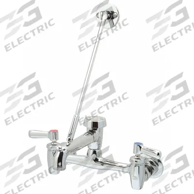 ZURN Straight Service Sink Faucet: Wall, Centerset, Brass, Chrome, 0.5 gpm Flow Rate - Widespread Utility Faucets