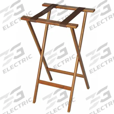 CSL Tray Stand: Steel, Walnut, 18 1/2 in Overall Wd, 38 in Overall Ht - Tray Stands