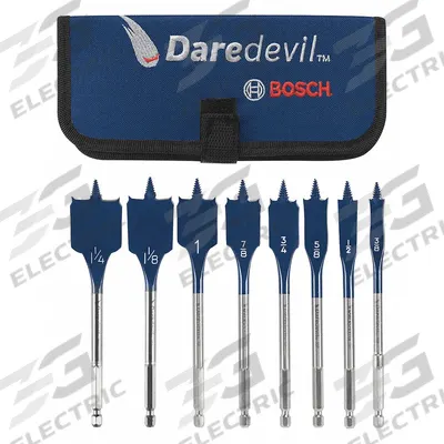 BOSCH Spade Drill Bit Set: 6 in Overall Lg, Bright (Uncoated), 1/4 in Shank Hex Size - Spade Drill Bit Sets