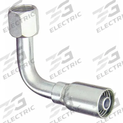 KURT Hydraulic Crimp Fitting: Carbon Steel, 90° Long Elbow, -8 For Hose Dash Size - Kurt Crimp Hydraulic Hose Fittings with JIC Connection