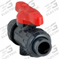 ASAHI Manual Two-Way Ball Valve: 1/2 in, PVC, Straight, 150 psi Max. Pressure (CWP), One-Piece, Tee (MPN 1601005). Key specifications — Brand: ASAHI; Handle: Tee.