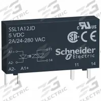 SCHNEIDER Solid State Relay: 2 A Current Rating, 3 to 12V DC, Pin Termination (MPN SSL1A12JD). Key specifications — attr917425: Pins; attr917448: Socket; attr917409: SCHNEIDER.