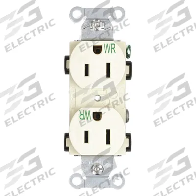 HUBBELL Receptacle: Duplex, 5-15, Ivory, 125V AC, 15 A, 2 Pole / 3 Wire (MPN BR15IWR) - General Purpose Receptacles