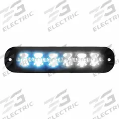 CODE 3 Warning Light: Emergency Vehicle Area Light, Blue/White, 10.8 W Watt, Clear, SAE J595 Class 1 (MPN XTP6MCBW). Key specifications — Brand: CODE 3; Lens Color: Clear; Number of Flash Patterns: 70; Installation Type: Permanent; Operating Voltage: 12-24V DC.