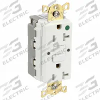 HUBBELL GFCI Receptacle: Hospital Grade, Decorator Duplex, 5-20R, White, GFCI, 125V AC, 20 A (MPN SNAPGFTW83W)