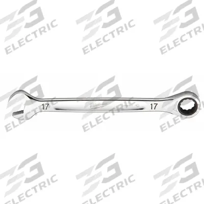 MILWAUKEE Ratcheting Combination Wrench: Chrome Vanadium Steel, Chrome, 17 mm Head Size - Metric 12-Point Ratcheting Combination Wrenches