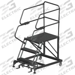 BALLYMORE Mobile Work Platform: 2.5 ft Platform Ht - Max, 24 in x 36 in, Steel, 800 lb Load Capacity (MPN SEP3-2436). Key specifications — Folding: Not Foldable; Mobility: Rolling; Brand: BALLYMORE; Color: Gray; Height Adjustability: Fixed Height; Includes Handrails: Handrails Included; Locking Mechanism: Foot-Activated Step Lock; Handrails: Includes Handrails.