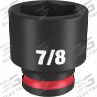 MILWAUKEE Standard Impact Socket: 3/8 in Drive Size, SAE, 7/8 in Socket Size, 6-Point, Std, Friction (MPN 49-66-6112). Key specifications — attr1215501: MILWAUKEE; attr1215515: Black Phosphate; attr1215518: 7/8 in.